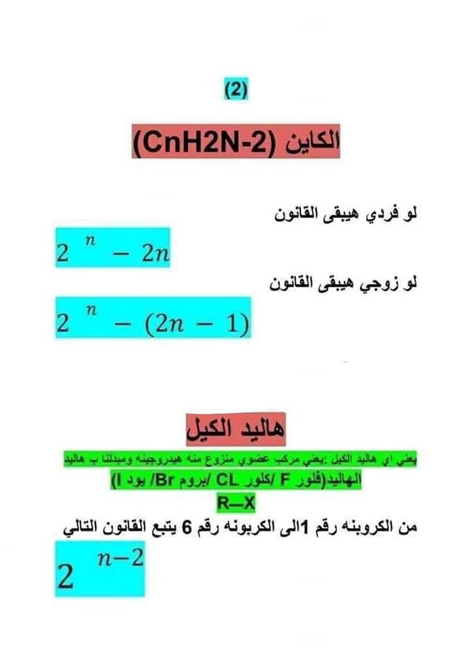 مراجعه الكهربية وشويه ملاحظات عضوية للثانوية العامة